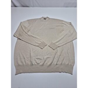 ENZONE Sweater Mens 3XL Beige Silk Cotton Mock Neck Lightweight Knit Pullover